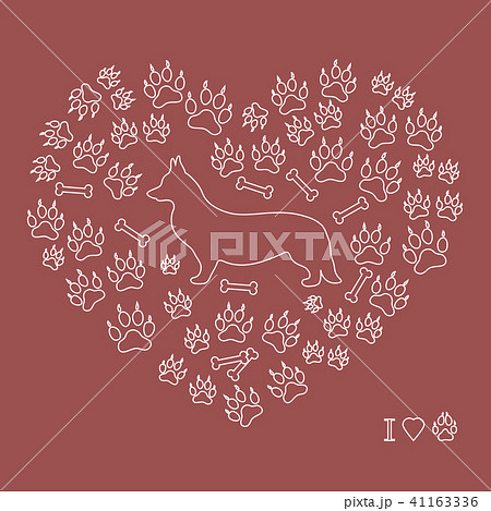 Welsh Corgi Pembroke silhouette on a background of Welsh Corgi Pembroke silhouette on a background of 41163336