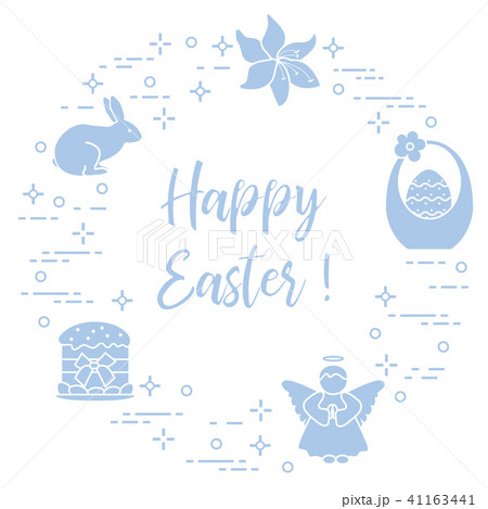 Easter cake, basket, eggs, rabbit, flowers, angel 41163441