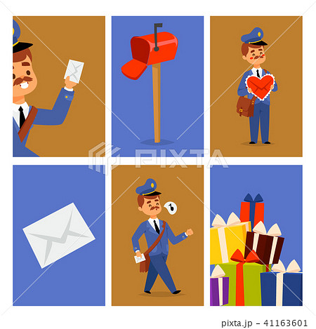 Postman delivery man character vector cards courier occupation carrier package mail shipping deliver 41163601