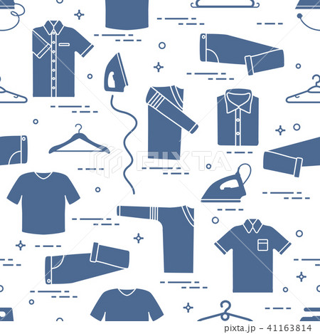 Pattern with irons, hangers and different clothes Pattern with irons, hangers and different clothes 41163814