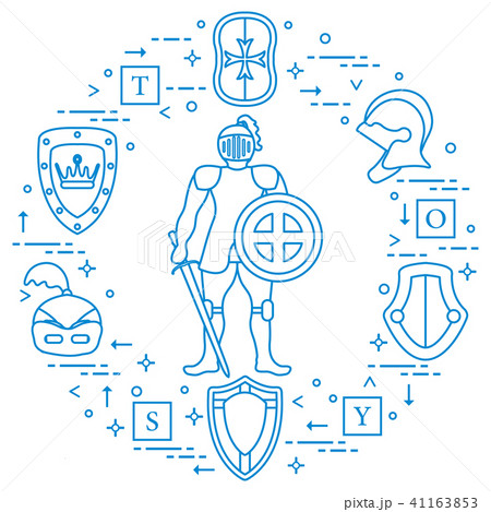 Knight, shields, swords, helmets, cubes 41163853
