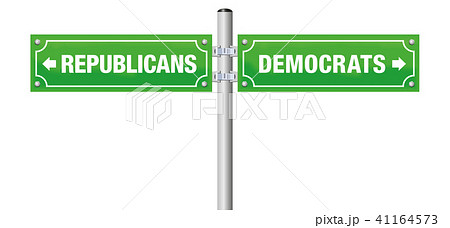 REPUBLICANS or DEMOCRATS, written on street signs  41164573
