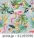 Pink flamingo seamless pattern isolated on white background. 41165096