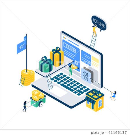 Vector - Flat 3d web isometric e-commerce, electronic business, online mobile shopping concept vector 003 41166137