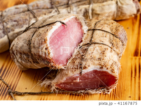 dried meat in the cheesecloth 41167875