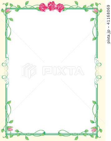 バラ飾り罫 グリーン囲み罫 イラスト素材 金色のシンプルな飾り罫 バロック調 アールデコ調 ベクターのイラスト素材 41168069 Pixta