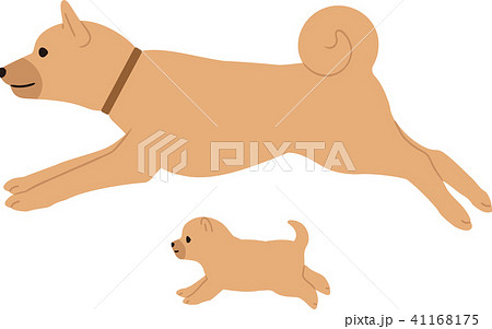 Parent And Child Of A Running Dog Stock Illustration