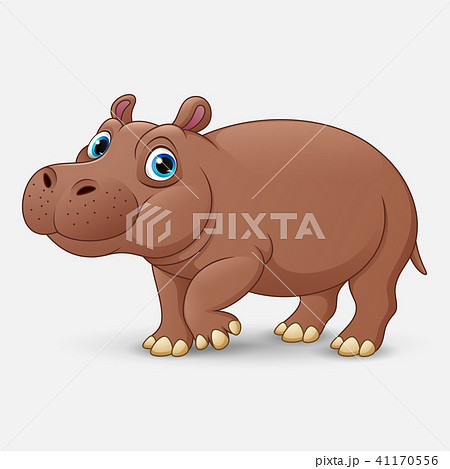 Cute hippo cartoon isolated on white background - Stock Illustration  [41170556] - PIXTA