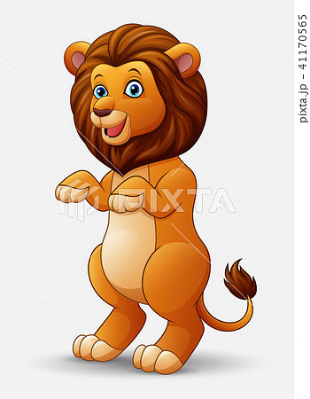 Cute cartoon lion standing - Stock Illustration [41170565] - PIXTA