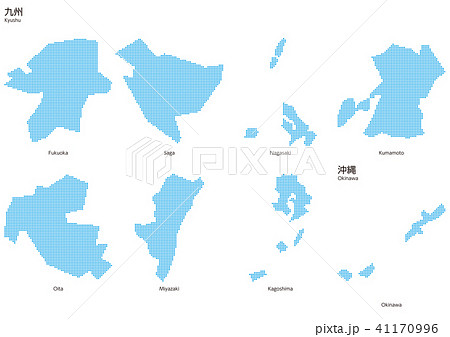 ベクター イラスト デザイン 地図 マップ 日本 九州 沖縄 ドットのイラスト素材
