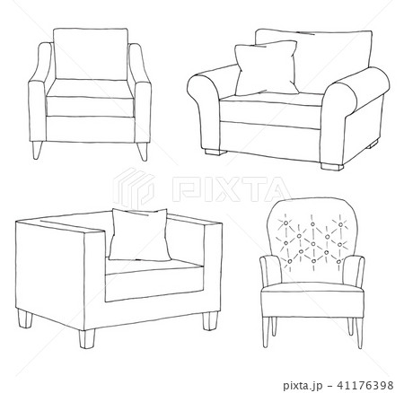 Set of different soft armchairs. Linear sketch. Set of different soft armchairs. Linear sketch. 41176398