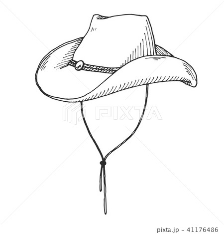 Sketch Of Cowboy Hat Isolated On White Background のイラスト素材