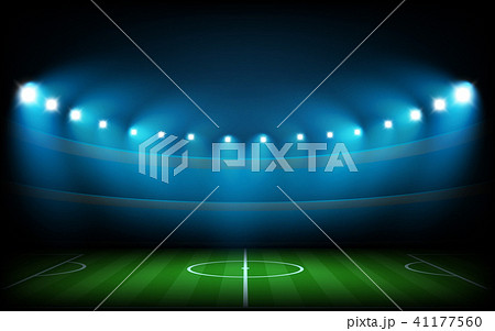 Soccer arena illuminated with spot lights 41177560