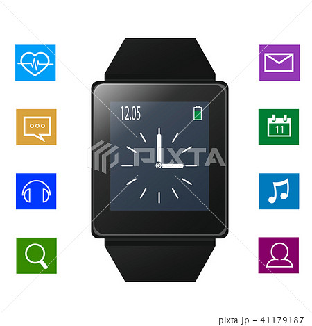 Smart watch with icons near gadget Smart watch with icons near gadget 41179187
