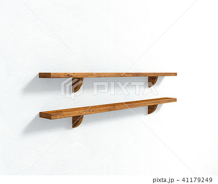 白い壁と2つの木製の棚 白い壁と2つの木製の棚 41179249