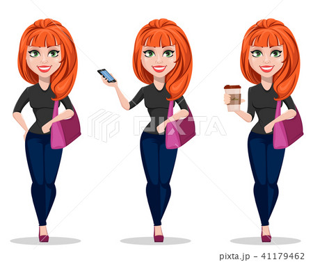 Stylish girl in casual clothes. Set. Stylish girl in casual clothes. Set. 41179462