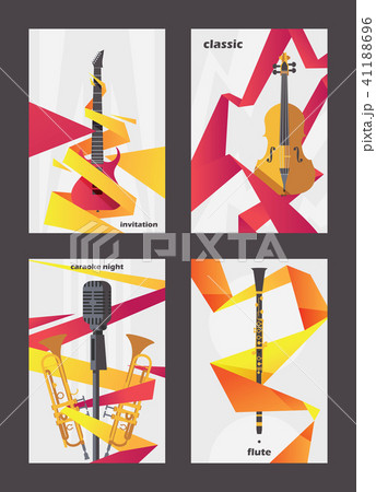 Vertical cards dedicated to live music instruments 41188696