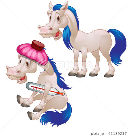 Healthy and diseased horse isolated on white background. Vector cartoon close-up illustration. Healthy and diseased horse isolated on white background. Vector cartoon close-up illustration. 41189257