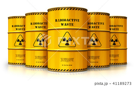 Group of drums with radioactive waste isolated 41189273