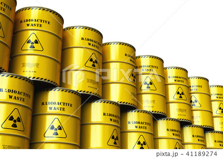 Group of yellow drums with radioactive waste Group of yellow drums with radioactive waste 41189274