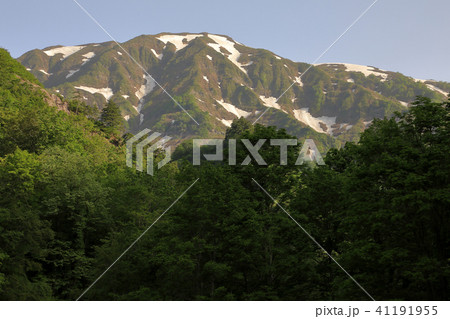 朝日を浴びる浅草岳 只見沢登山口 福島県只見町 朝日を浴びる浅草岳 只見沢登山口 福島県只見町 41191955