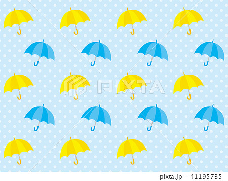きいろとあおの傘のシンプルな背景イラストのイラスト素材