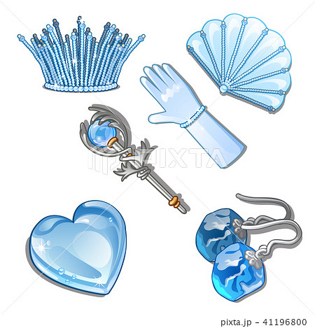 The set of items and stylish decorations of ice isolated on a white background. Vector illustration. 41196800