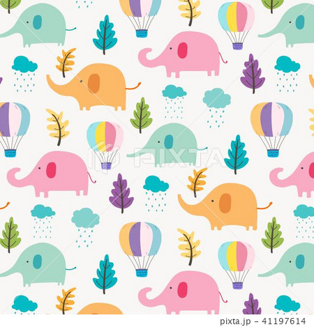 Cute Elephant Pattern Background For Kids.  41197614