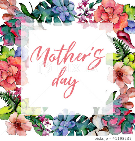 Tropical bouquet flower. Floral botanical flower. Frame border ornament square. 41198235