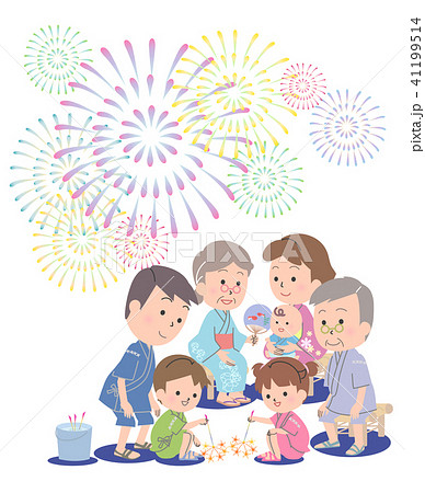 家族で花火 41199514