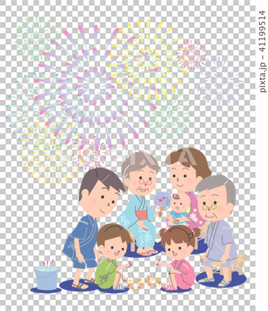 家族で花火 41199514