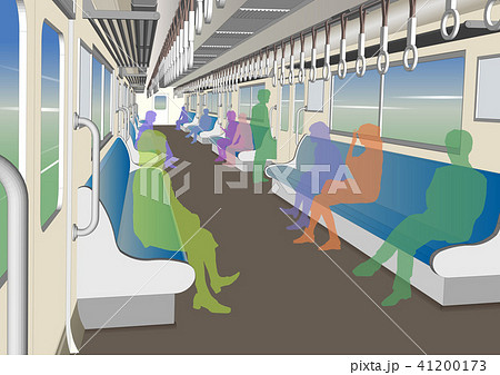 電車内の風景のイラスト素材