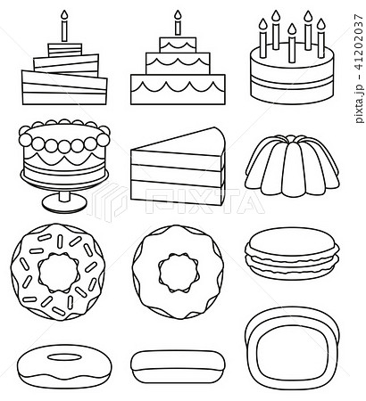 Line art black and white 12 dessert icon set Line art black and white 12 dessert icon set 41202037