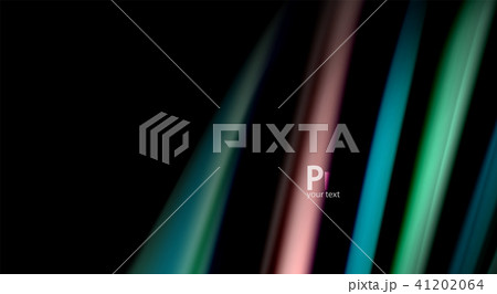 Fluid rainbow colors on black background, vector wave lines and swirls 41202064
