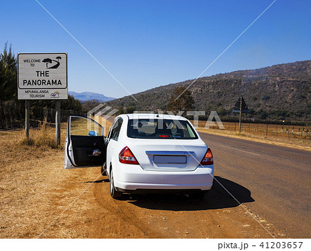 White car on scenic Panorama Route, South Africa 41203657
