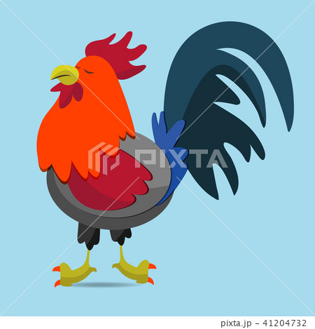 Cartoon rooster on blue background. 41204732