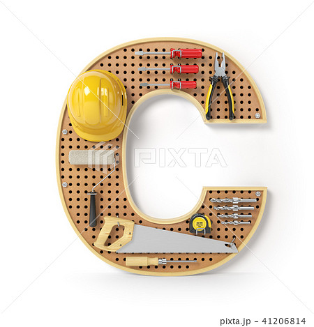 Letter C. Alphabet from tools on pegboard Letter C. Alphabet from tools on pegboard 41206814