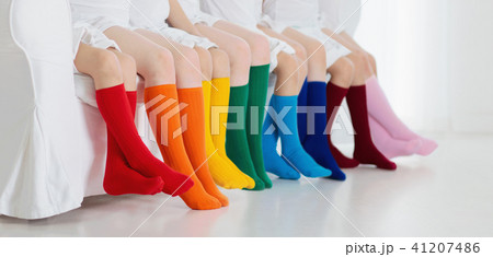 Kids with colorful socks. Children footwear. 41207486