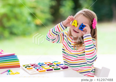 Child doing homework for school. Kids learn 41207488