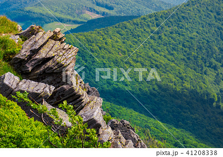 rocky cliffs above the forested valley 41208338