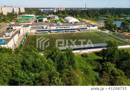 Top view on football field of school Olympic reserve in Zelenograd in Moscow, Russia Top view on football field of school Olympic reserve in Zelenograd in Moscow, Russia 41208735