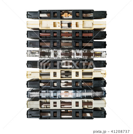 old and dirty audio cassettes isolated on white   41208737