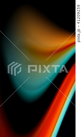 Fluid rainbow colors on black background, vector wave lines and swirls 41209259