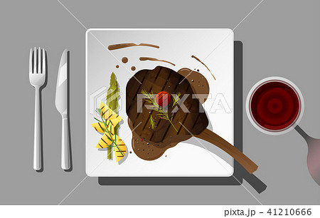 Grilled beef, tomahawk steak with red wine Grilled beef, tomahawk steak with red wine 41210666