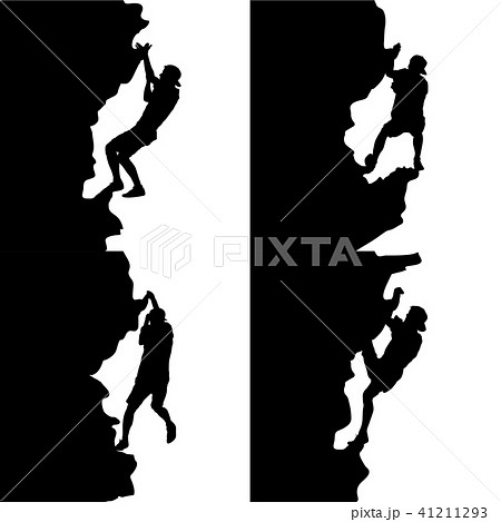 Black set silhouette rock climber on white  41211293