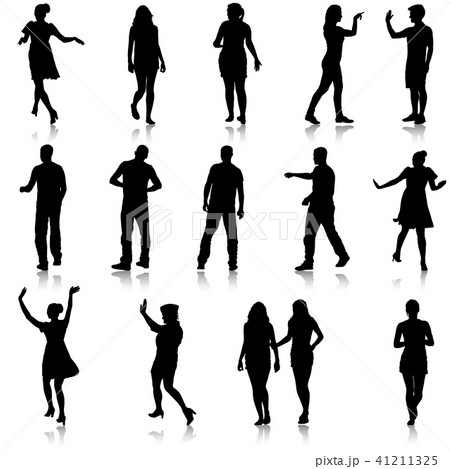 Set beautiful fashion girl and men silhouette Set beautiful fashion girl and men silhouette 41211325