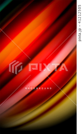 Abstract wave lines fluid rainbow style color stripes on black background 41212505