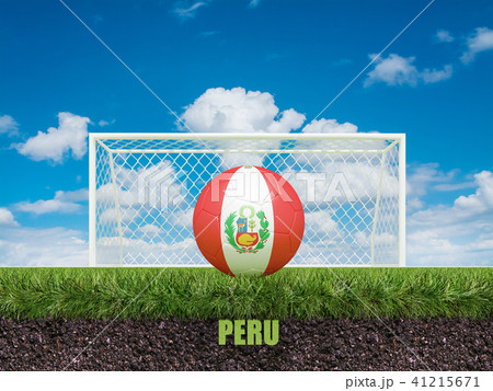 Peru football  on football or soccer field ,3d 41215671