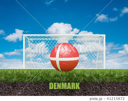 Denmark football  on football or soccer field ,3d 41215672
