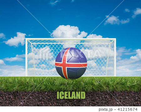Iceland football  on football or soccer field ,3d 41215674